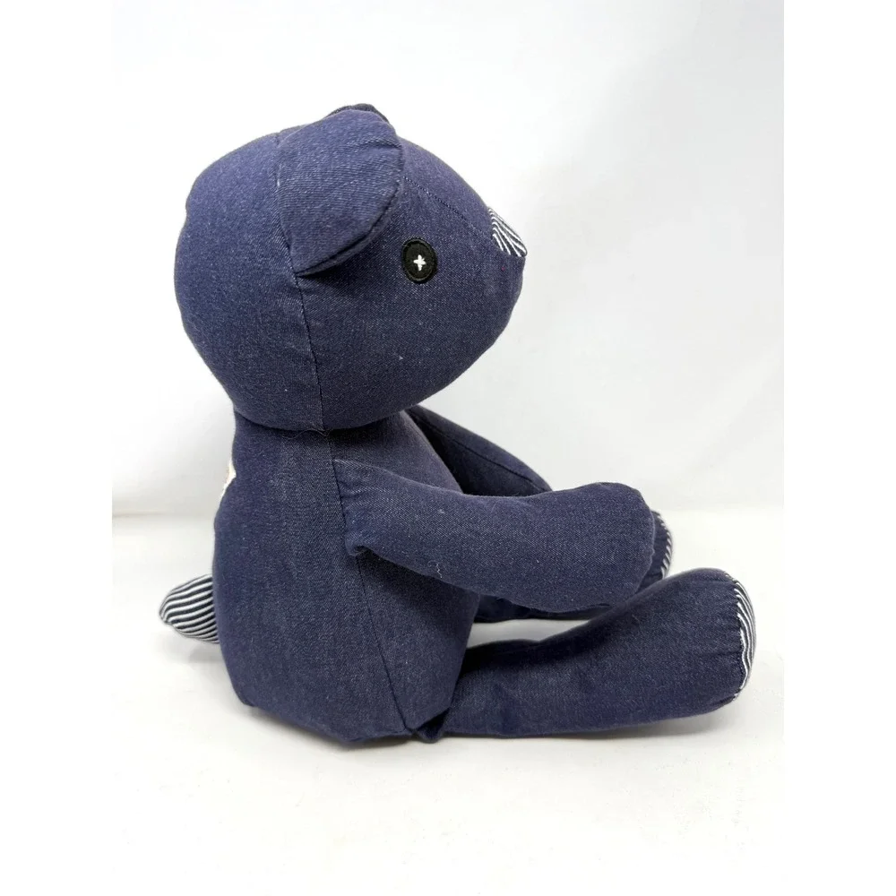 OshKosh Bgosh Hickory Denim Teddy Bear Navy Blue Striped Plush 18 inch 418-057